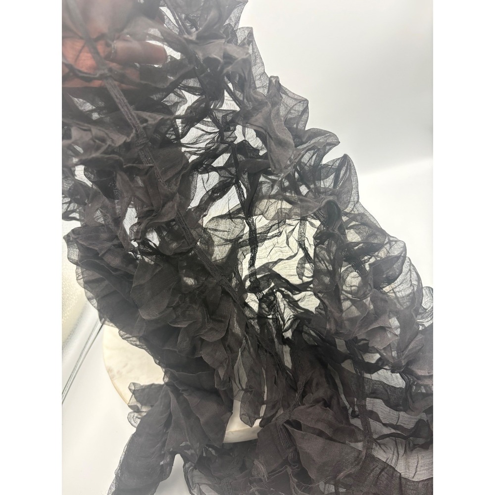 Black Ruffle Tiered Sheer Scarf Dark Feminine Fairy Goth Romantic Morticia - Picture 4 of 5